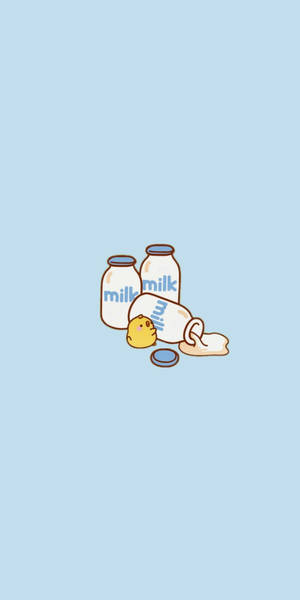 Aesthetic Blue Milk Bottles Minimalist Wallpaper