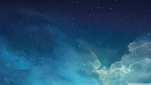 Aesthetic Blue Stars And Clouds Wallpaper
