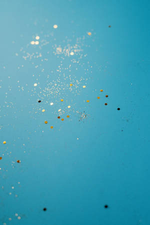 Aesthetic Blue With Gold Glitter Wallpaper