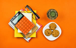 Aesthetic Calculator In Orange Wallpaper