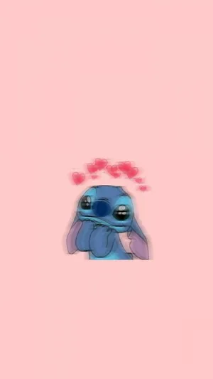 Aesthetic Cartoon Disney's Stitch In Love Wallpaper