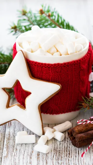 Aesthetic Christmas Marshmallow Phone Wallpaper