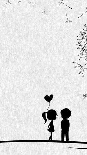 Aesthetic Couple Kid Silhouette Wallpaper