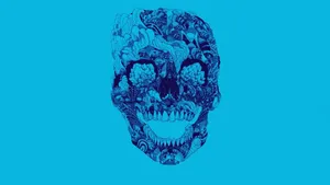 Aesthetic Day Of The Dead Skull In Blue Wallpaper