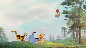 'aesthetic Disney Laptop Covered With Colorful Cartoon Characters And Geometric Patterns' Wallpaper