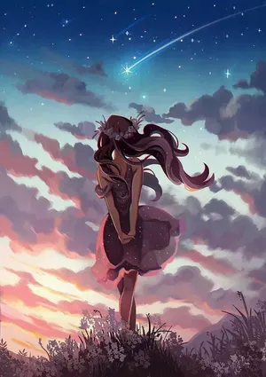 Aesthetic Girl Shooting Star Wallpaper