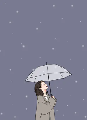 Aesthetic Girl With Umbrella Wallpaper