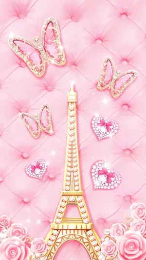 Aesthetic Girly Paris Bejeweled Wallpaper