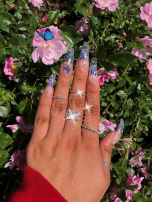 Aesthetic Glittery Nails Wallpaper