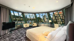 Aesthetic Interior Of The Iconic Dancing House Wallpaper