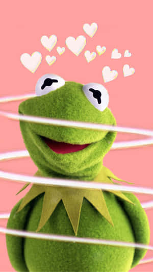 Aesthetic Kermit With Hearts Wallpaper