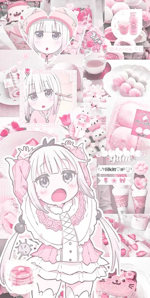 Aesthetic Pink Anime With Food Pictures Wallpaper