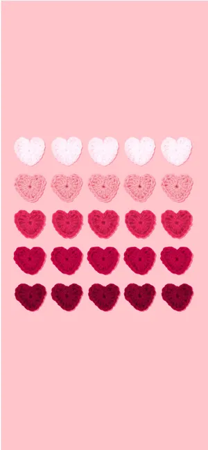 Aesthetic Pink Iphone Embroidered Hearts Wallpaper