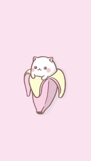 Aesthetic Pink Kawaii Bananya Wallpaper