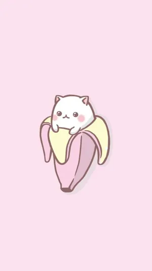 Aesthetic Pink Kawaii Bananya Wallpaper