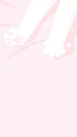 Aesthetic Pink Kawaii Cat's White Paws Wallpaper
