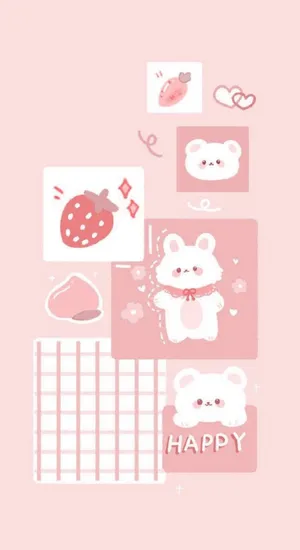 Aesthetic Pink Kawaii Pink Bear Wallpaper