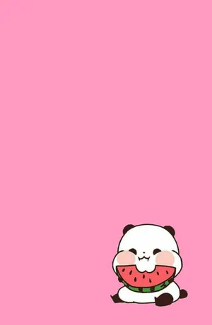 Aesthetic Pink Kawaii Yururin Panda Wallpaper
