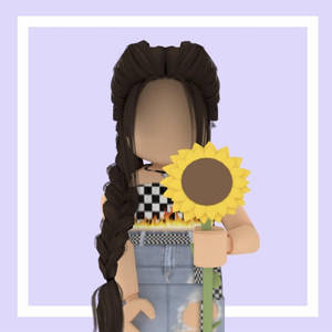Aesthetic Roblox Girl Holding A Big Sunflower Wallpaper