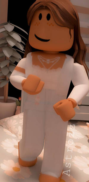 Aesthetic Roblox Girl Standing And Smiling Wallpaper