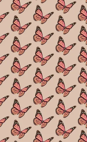 Aesthetic Vintage Ipad Pink Butterflies Wallpaper