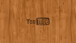 Aesthetic Youtube Etched Wooden Logo Wallpaper