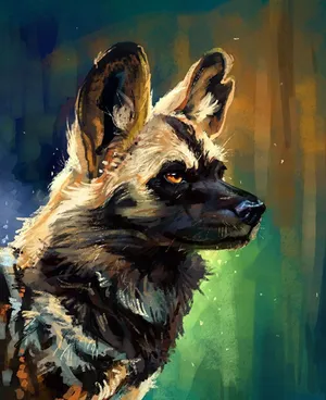 African Wild Dog Art Wallpaper