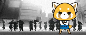 Aggretsuko With Monochrome Background Wallpaper