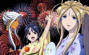 Ah My Goddess Fireworks Wallpaper