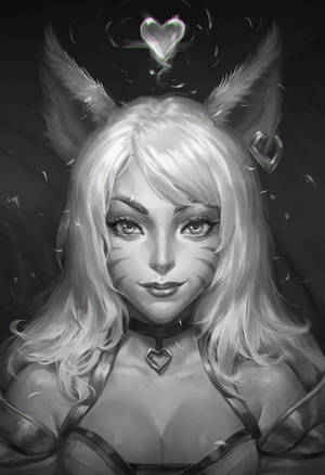 Ahri Black And White Wallpaper