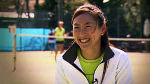 Ai Sugiyama Smiling During An Interview Wallpaper