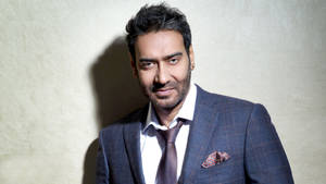 Ajay Devgn Dark Blue Plaid Suit Wallpaper