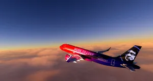 Alaska Airlines Red And Blue Plane Wallpaper