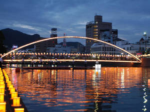 Albuquerque Bridge During The Night Wallpaper