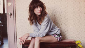 Alexa Chung Casual Style Sitting Wallpaper