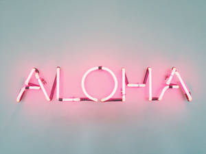 Aloha Neon Light Aesthetic Pink Desktop Wallpaper