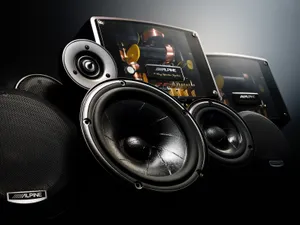 Alpine F1 Three Way Component Black Electric Speakers Wallpaper
