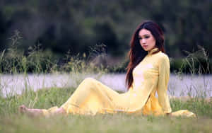 Amateur Model In Yellow Dress Wallpaper