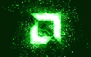 Amd's Vibrant Green Neon Logo Illuminating The Darkness. Wallpaper