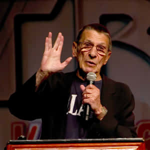 American Actor Leonard Nimoy Vulcan Hand Gesture Wallpaper