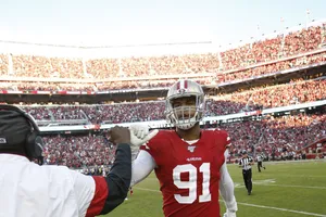 American Defensive Lineman Arik Armstead Candid Angle Shot Wallpaper