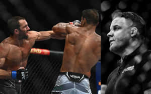 American Mma Fighter Luke Rockhold And Referee Marc Goddard Illustration Wallpaper