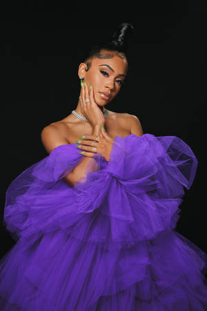 American Rapper Saweetie Purple Dress Wallpaper