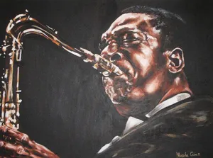 American Saxophonist John Coltrane Acrylic Paint Artwork Wallpaper