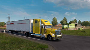 American Truck Simulator Yellow Trailer Truck Wallpaper