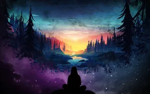 Among Trees Forest Background Wallpaper