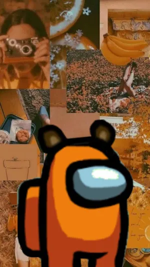 Among Us Aesthetic Orange Collage Wallpaper