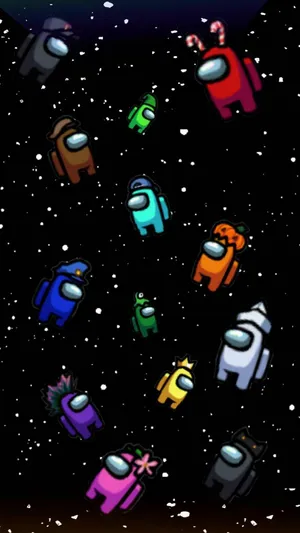 Among Us Crew In Space Wallpaper