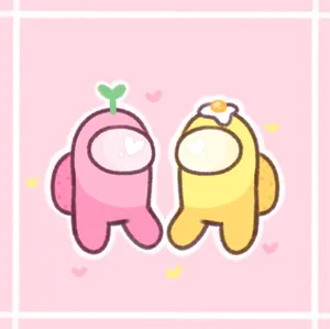Among Us Cute Lover Pink Wallpaper