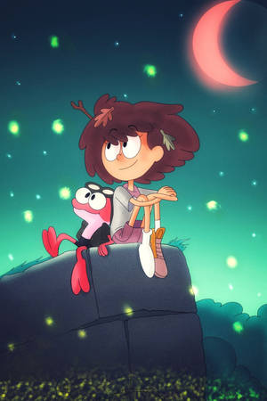 Amphibia Anne And Sprig Night Wallpaper